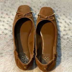 Vince Camuto Tan Suede Bow Flats